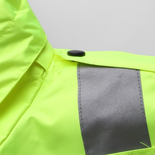 

Safety Rain Jacket with Detachable Down Jacket Hood Waterproof Reflective High Visibility Safety Raincoat Traffic Jacket for Winter Yellow Size M