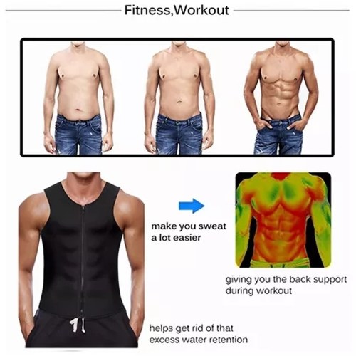 

Waist Trainer Vest for Men Undershirts Body Shaper Slimming Shirt Workout Suit with Zipper