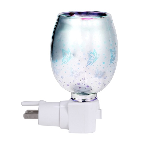 3D Effect Fireworks Glass Night Light Electric Oil Warmer Wax Burner Home Office Incense Oil Warmer Aroma Decorative Lamp