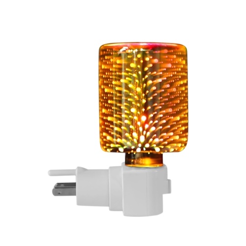 Effetto 3D Fuochi d'artificio Luce notturna in vetro Scaldaolio elettrico Bruciatore a cera Home Office Incenso Scalda olio Aroma Lampada decorativa