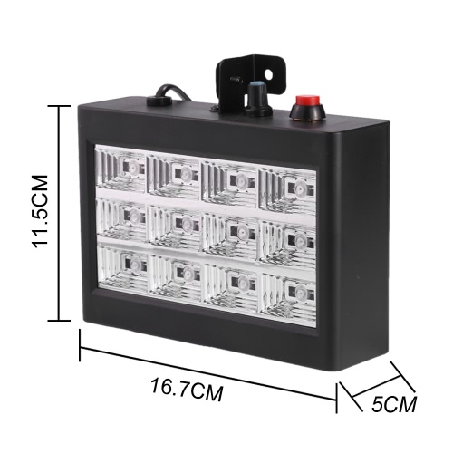 

AC110-240V 12 светодиодов 9W Strobe сценический эффект света RGB Flash Light Stage партии Освещение Звук Активированное Auto Run для клуба Disco DJ Bar