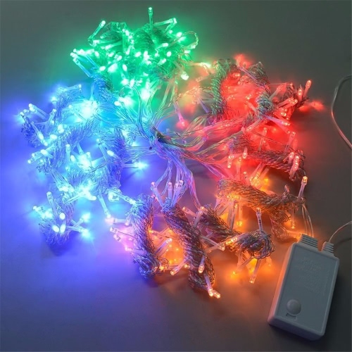 

110V / 220V 3 * 2M 224Pcs Красочный занавес светодиодный Icicle String Lights Аккумуляторный Рождественский Фея огни Открытый дом для свадьбы партии украшения сада фона Освещение