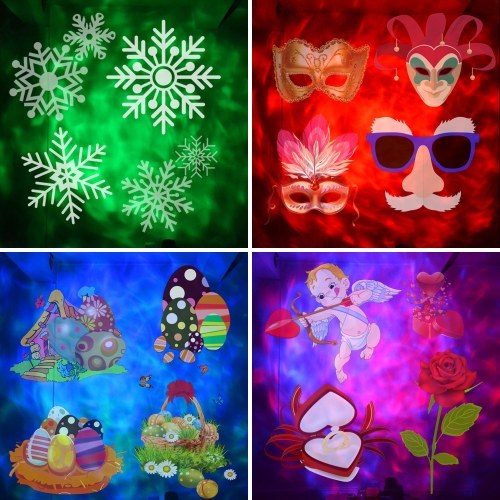 

AC100V-240V 15W LEDs 48 Pattern Mini Projector Lights Moving Rotatable Snowflake Lamp Water Wave Spotlight Dynamic Landscape Lawn Rotating Light