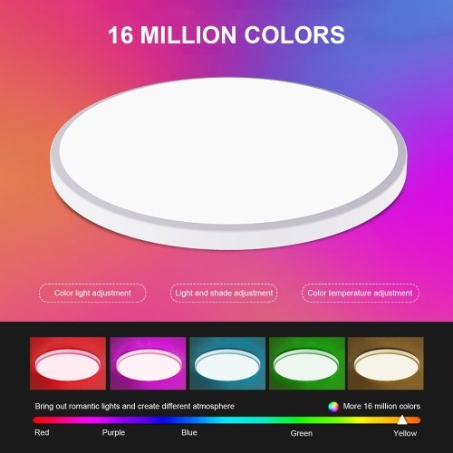 RGBCW Ceiling Lamp Full Color Dimming APP BT Remote Control Intelligent Voice Control Bedroom Round Ceiling Lamp 
