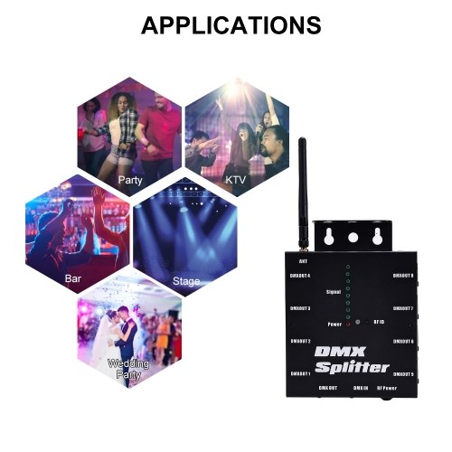 DMX512 Wireless Lighting Signal Amplifier Distributor Signal Decoder 
