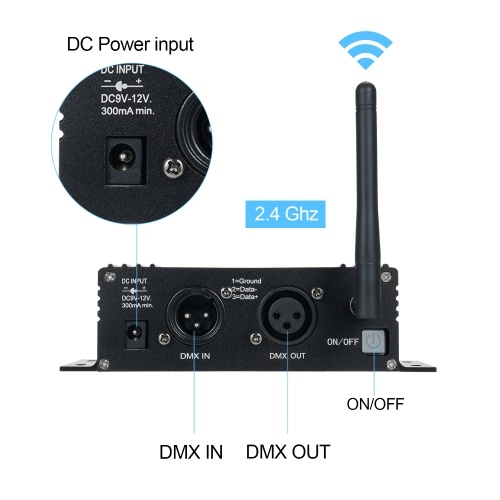 DMX 512 2.4G Wireless Controller Transmitter Receiver LCD Display Power Adjustable Repeater Lighting Controller 35 Groups ID Coding 