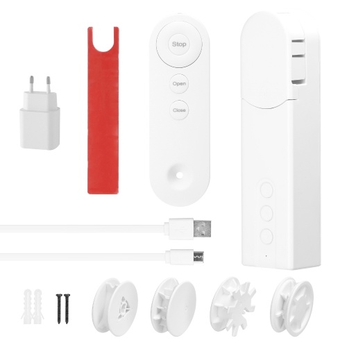 Tuya WiFi Intelligent Pull Bead Curtain Motor Electric Roller Blinds Driver Automatic Opener No Wiring Support APP Remote Control Timer Setup Temperature Sensing Compatible with Alexa Home