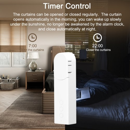 Tuya WiFi Intelligent Pull Bead Curtain Motor Electric Roller Blinds Driver Automatic Opener No Wiring Support APP Remote Control Timer Setup Temperature Sensing Compatible with Alexa Home