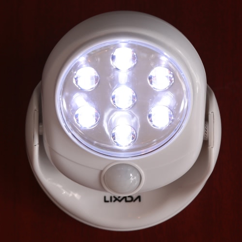 Lixada LED Lumière de Porche sans Fil avec Capteur du Mouvement 7 Ampoules 20LM LED Applique Alimentée par Batterie pour Utilisation Intérieure Blanc