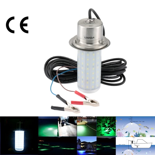 Lixada 12V 50W IP68 0-30 m resistente al agua LED Señuelos luz submarina peces atractor para pesca de noche del lago