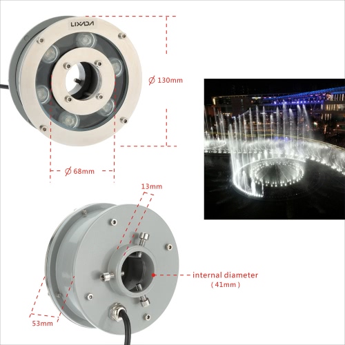 

Lixada 12V 6W 600-650LM IP68 Waterproof LED Outdoor Fountain Light Swimming Pool Underwater Landscape Spot Lamp