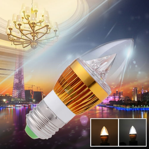 AC110V 6W E26/E27 LED Candle Bulb Light Golden Dimmable Chandelier Lamp Practical Decorative Energy-saving Home Lighting Fixture White