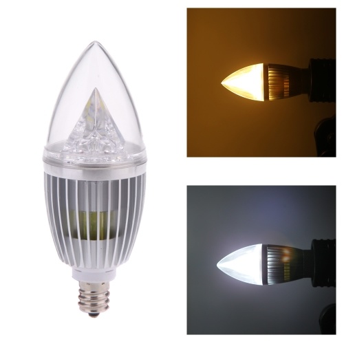 8W E12 LED Candle Bulb Light Silver Dimmable Chandelier Lamp