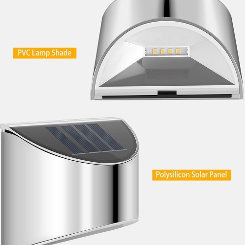 

Outdoor Solar Step Light Sun Powered Led Illuminated Fence Light Yard Garden Lighting Waterproof 4 Led Wall Lamp