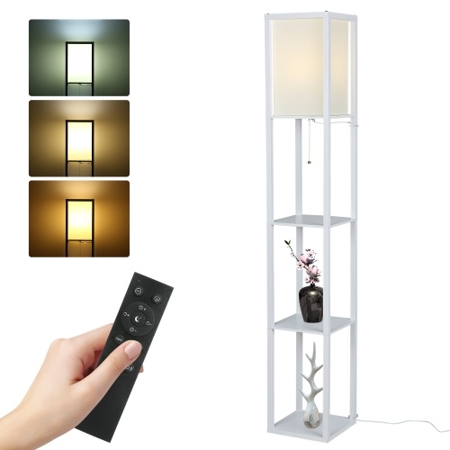 

Tomshine Modern Shelf Floor Lamp with Remote Control & Pulling Switch 15W Dimmable LEDs Bulb Color Temperatures Adjustable Narrow Nightstand Lamp