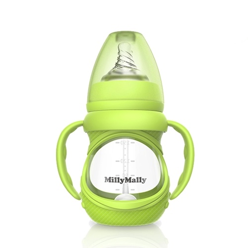 Baby Glass Bottle Anti Colic Wide Neck With Detachable Handle Feeding Bottle