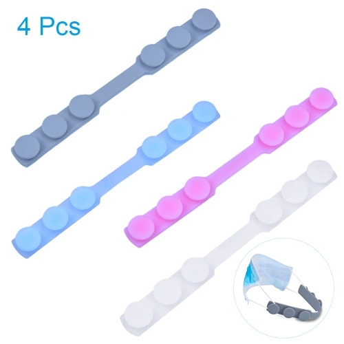 

4 Pcs Mask Ear Strap Hook Soft Silicone Mask Extender Mask Adjustment Non-Slip Ear Strap Hook 3 Gears Adjustable Relieve Long-time Wearing Pressure & Pain for Children & Adults