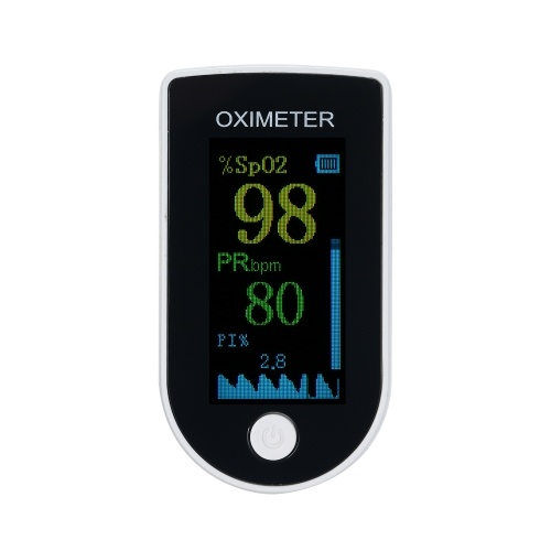 

Mini Fingertip Pulse Oximeter Pulse Rate Blood Oxygen Saturation Monitor Clear TFT Display Lanyard Silicon Case for Home Use, Black
