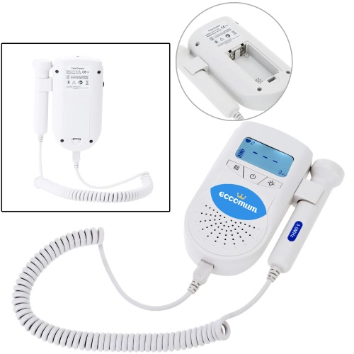 

ECCOMUM Ultrasound Pocket Baby Heart Detector 3MHZ 50-240BPM Монитор сердечного ритма младенца (FHR) Монитор Sonoline B Пренатальный датчик сердечного ритма с подсветкой ЖК-дисплей + GEL