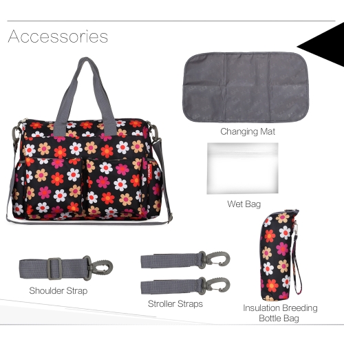

Insular Baby Diaper Bag Handbag Large Capacity Mummy Nappy Nursing Bag Travel for Baby Care Blossom
