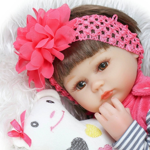 

16inch 41cm Silicone Reborn Toddler Baby Doll Girl Body Boneca With Clothes Brown Eyes Lifelike Cute Gifts Toy