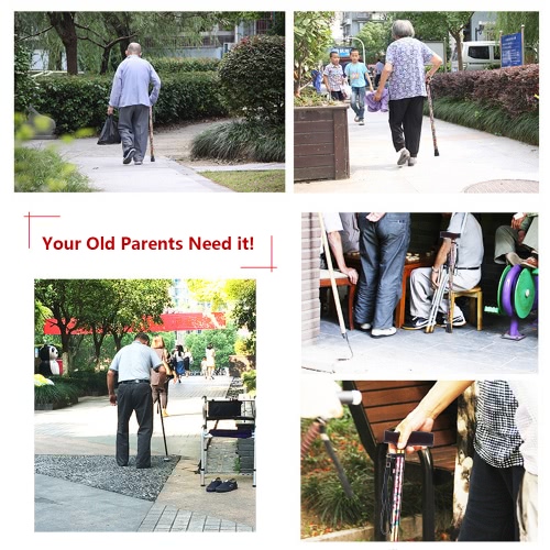 

Height Adjustable Aluminum Cane Lightweight Walking Stick with Wood Handle Anti-Slide Right or Left Hand Use