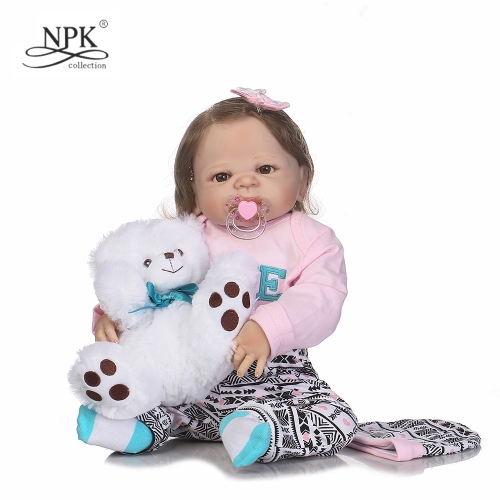 

22in Reborn Toddler Cute Little Girl Doll Kids Gift Babygirl Friend with Feeding Bottle