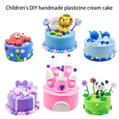 

Environmental Light Clay Handmade Cake Kit Colorful Modelling Clay DIY Craft Soft Children Gift Toy