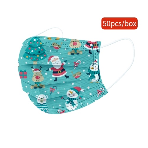 

50pcs Children Christmas Disposable Face Mask Cute 3 Layers Breathable Facial Mask