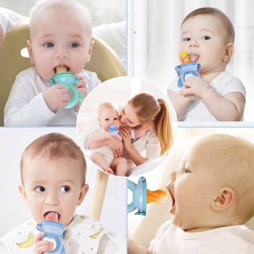 Eccomum Baby Fruit Bag Baby Molar Stick Baby Food Feeder with Cute Funny Shape Safe Silicone Mesh Bag Easy to Clean