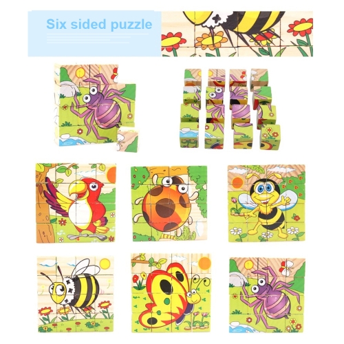 

Wooden Jigsaw Puzzle 6 Sides 3D Cube Cartoon Puzzle Building Block Early Educational Develoment Toys Gifts for Kids