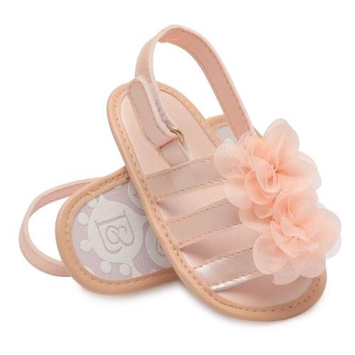 Infantili del bambino del bambino delle scarpe dei sandali del fiore della ragazza per la suola molle di estate antisdrucciolevole prewalker rosa chiaro formato degli Stati Uniti 4