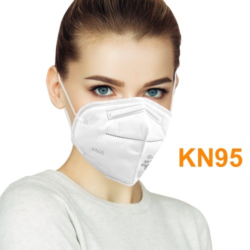 KN95 Face Mask with Elastic Earloop 4-Layer Filter Soft Breathable Respirator Protective Mask Filtering 95% Particles Face Sanitary Safety Mask Against Dust Fog Haze Air Pollution