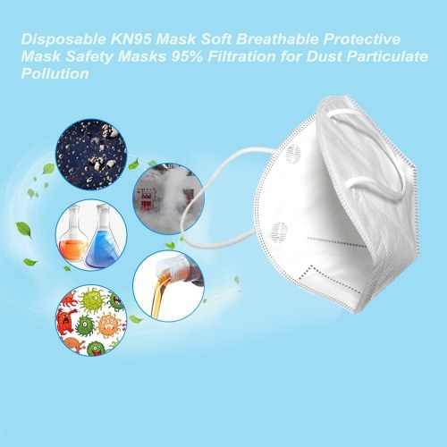 

5pcs KN95 Disposable Face Mask with 4-Layer Filter Breathable Safety Mask Respirator 95% Filtration Sanitary Protective Face Mouth Masks for Anti Dust Fog Haze Particles Air Pollution FFP2 Standard