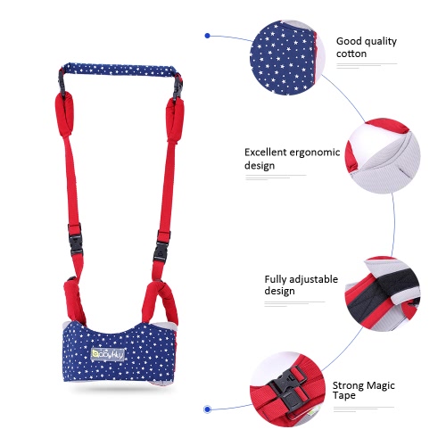 

Dual Handheld Baby Walk Assistant Walker Helper Walk Learning Belt Toddler Safe Walking Harness Protective Adjustable Cotton Dark