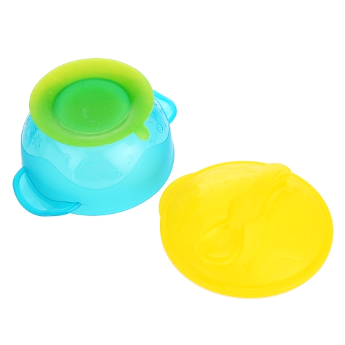 

Stay Put Baby Feeding Bowl With Suction Base Lids Spoon Infant Training Bowl BPA free Blue