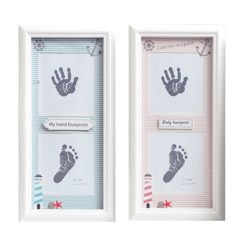 

DIY Baby Handprint Footprint Picture Frame Kit Wooden Decorative Photo Frame With Inkpad Memories Keepsake Baby Shower Gifts White