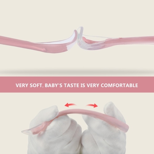 

2Pcs Baby Silicone Spoons Food Feeder Self Feeding Spoon Lovely Baby Tableware Pink