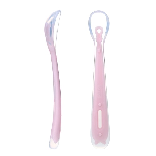 

2Pcs Baby Силиконовые ложки Пищевой питатель Self Feeding Spoon Lovely Baby Tableware Pink