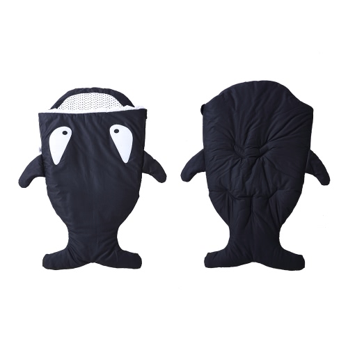 Sac de couchage pour bébés Sac de sommeil pour requin Swaddle Grand Soutien-gorge anti-coups doux Anti-coups de couchage Coussin usable Coton pour bébé 0 à 5 ans Enfant Bébé Tout-petit Noir