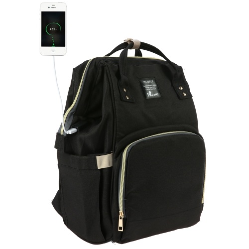 

Baby Diaper Bag Large Capacity Fashion Mummy Nappy Bag Nursing Bag Travel Backpack With Charging Port for Baby Care Green