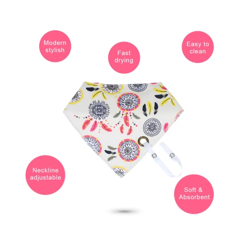 

Baby Drool Bibs with Pacifier Clip Absorbent Burpy Cloths Drool Pinafore Double Cloth Organic Cotton Set 4 Pack 4 Kinds of Patterns For Girls Boys Yellow + Pink