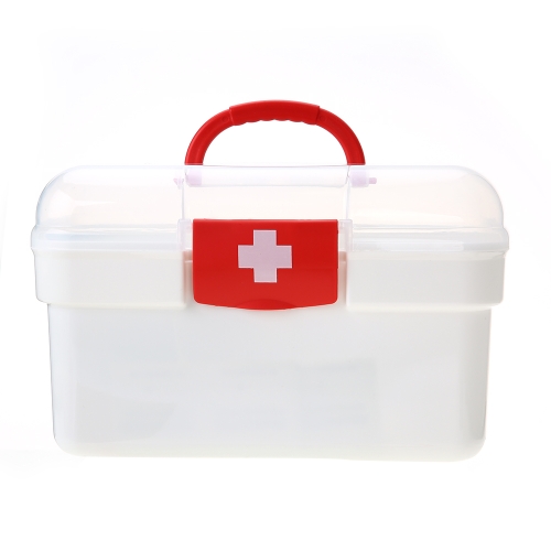 Carevas Plastic First Aid Medicine Organizador de cajas de almacenamiento Handhled Family Emergency Kit Case de almacenamiento con bandeja extraíble