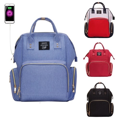 

Baby Diaper Bag Multifunctional Waterproof Large Capacity with USB Charging Port Fashion Mummy Nappy Nursing Bag Travel Backpack for Baby Care Black
