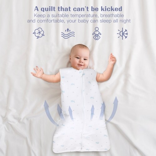 

Baby Sleeping Bag 100% Cotton Soft Breathable Baby Sleeping Bag with Widen Hem Design Two-way Zipper Medium Size
