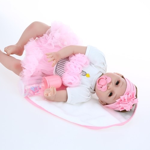 

Second Hand Reborn Baby Doll Girl Silicone Body Eyes Open Smiling Baby Doll With Clothes 22inch 55cm Lifelike Cute Gifts Toy