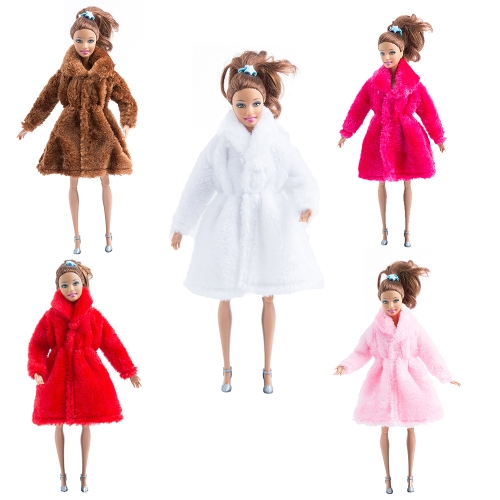 

Fashion Barbie Toy Clothes Accessory Winter Plush Coat for Barbie Doll Clothes Dressing