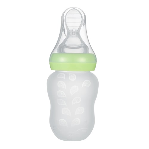 Bebé Infant Arroz Pasta Botella Harina de Arroz Semi-sólida Botella de Alimentos Exprimiendo Alimentación Cuchara Grado Alimenticio Silicio BPA Libre para Recién Nacido Niños Alimentos Suplemento 180ML Amarillo