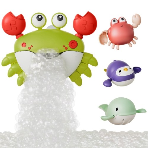 

Игрушки для купания Tumama Baby, милый мультяшный поющий краб, пускающий пузыри, с 3 плавающими китом, пингвином, крабом, без батареек, заводные игрушки
