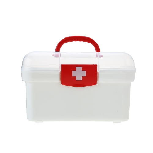 Carevas Plastic First Aid Medicine Storage Box Organizer Handhled Family Emergency Kit Storage Case with Detachable Tray